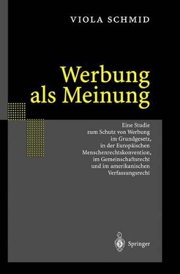 Book cover for Werbung ALS Meinung