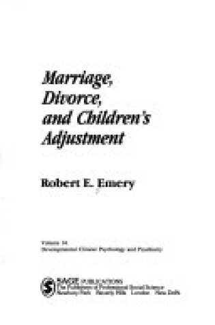 Cover of Marriage, Divorce, and Children′s Adjustment