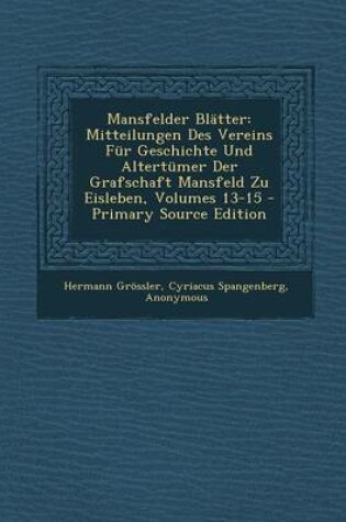 Cover of Mansfelder Blatter