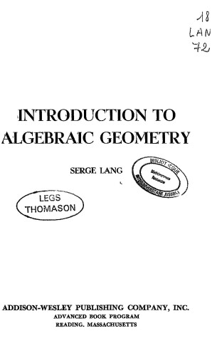 Book cover for Introduction to Algebraic Geometry