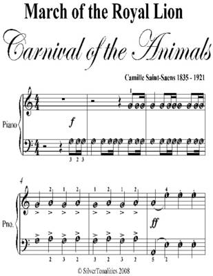 Book cover for March of the Royal Lion Carnival of the Animals Easy Piano Sheet Music