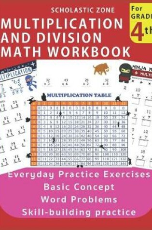 Cover of Multiplication and Division Math Workbook for 4th Grade