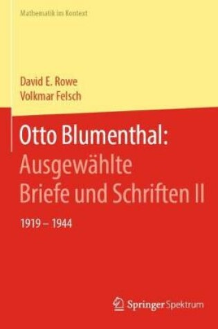 Cover of Otto Blumenthal: Ausgewählte Briefe Und Schriften II