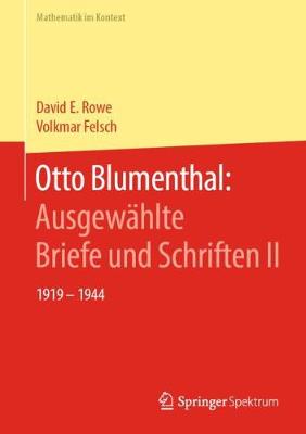 Cover of Otto Blumenthal: Ausgewählte Briefe Und Schriften II