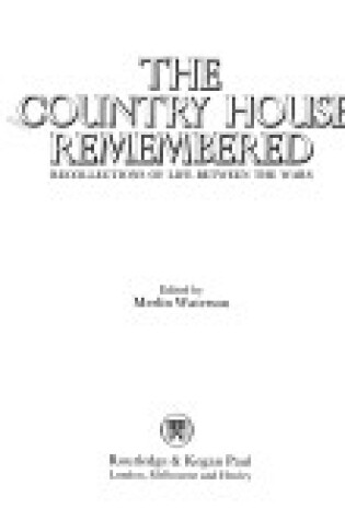 Cover of Country House Remembered