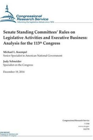 Cover of Senate Standing Committees' Rules on Legislative Activities and Executive Business