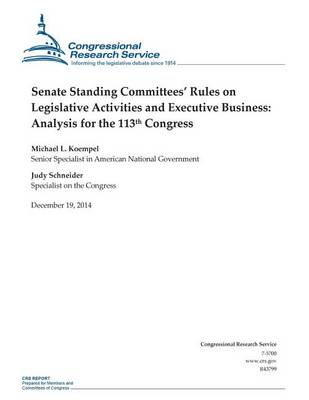 Book cover for Senate Standing Committees' Rules on Legislative Activities and Executive Business