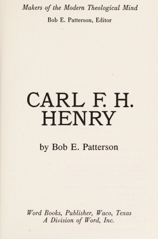 Cover of Carl F.H.Henry