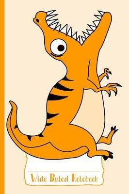 Book cover for Orange Hungry Dinosaur Wide Ruled Notebook