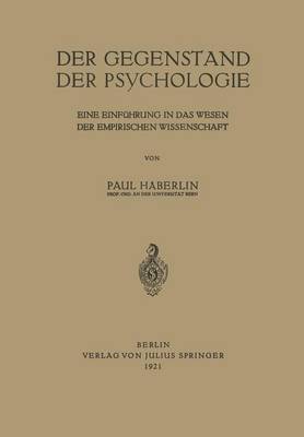 Book cover for Der Gegenstand Der Psychologie