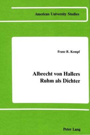 Cover of Albrecht von Hallers Ruhm als Dichter