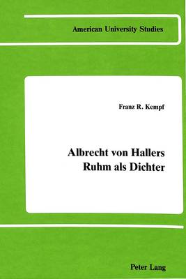 Book cover for Albrecht von Hallers Ruhm als Dichter