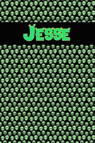 Cover of 120 Page Handwriting Practice Book with Green Alien Cover Jesse