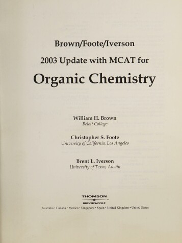Book cover for 2003 Update-Org Chem 3e