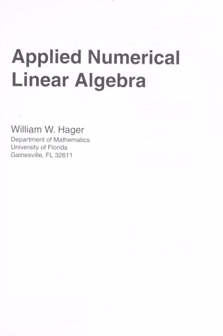 Cover of Applied Numerical Linear Algebra