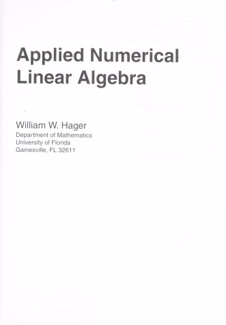 Book cover for Applied Numerical Linear Algebra