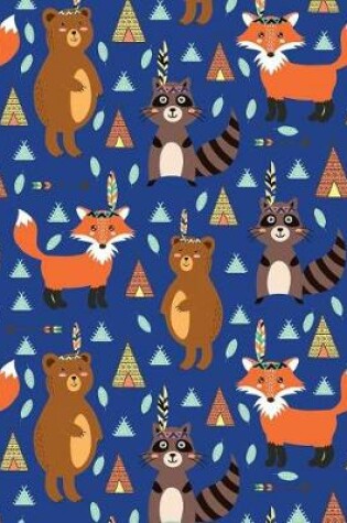 Cover of Bullet Journal Notebook Cute Tribal Raccoons, Foxes, and Bears Pattern 4