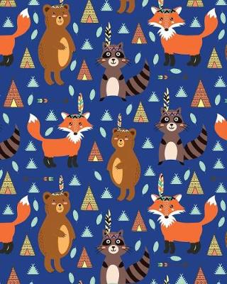 Book cover for Bullet Journal Notebook Cute Tribal Raccoons, Foxes, and Bears Pattern 4