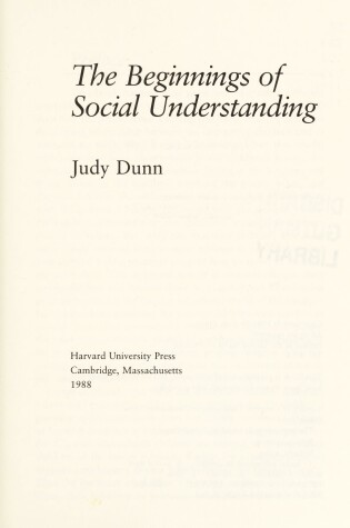 Cover of The Beginnings of Social Understanding