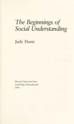 Book cover for The Beginnings of Social Understanding