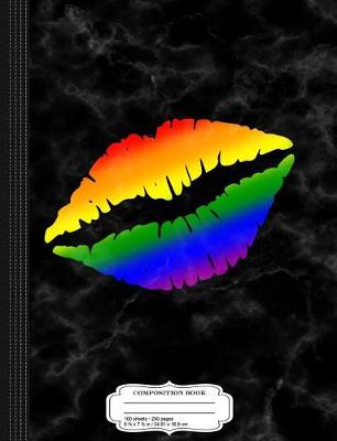 Book cover for Gay Pride Rainbow Kissy Lips Composition Notebook