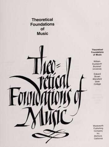 Book cover for Theoretical Foundations of Music