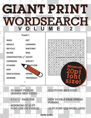 Book cover for Giant Print Wordsearch Volume 2