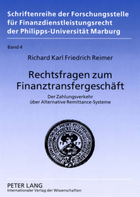 Cover of Rechtsfragen Zum Finanztransfergeschaeft