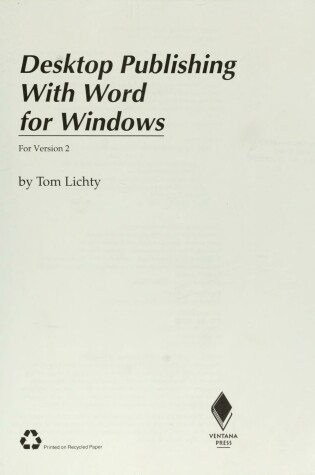 Cover of Desktop Publishing with WORD for Windows