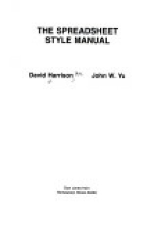 Cover of The Spreadsheet Style Manual