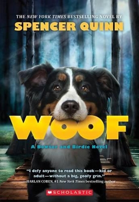 Book cover for Woof: A Bowser and Birdie Novel