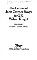 Book cover for Letters of John Cowper Powys to G.R.Wilson Knight