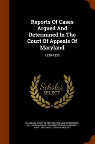 Cover of Reports of Cases Argued and Determined in the Court of Appeals of Maryland