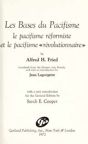 Book cover for Les Bases Du Pacifisme