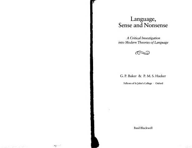 Book cover for Language, Sense and Nonsense