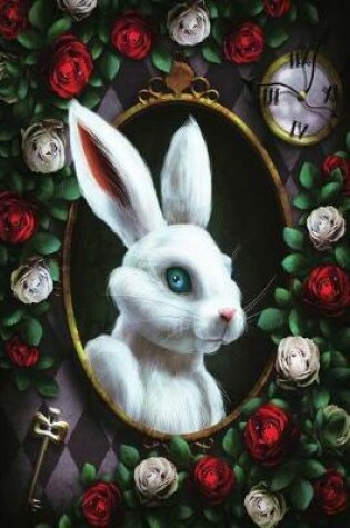 Cover of Alice in Wonderland Modern Journal - Outwards White Rabbit