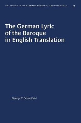 Cover of The German Lyric of the Baroque in English Translation