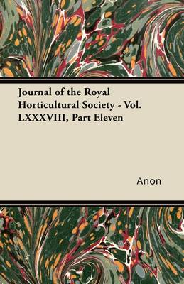 Book cover for Journal of the Royal Horticultural Society - Vol. LXXXVIII, Part Eleven