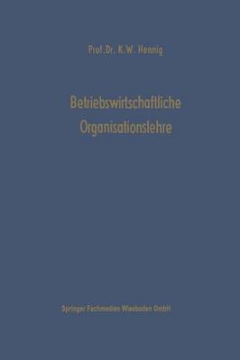 Book cover for Betriebswirtschaftliche Organisationslehre