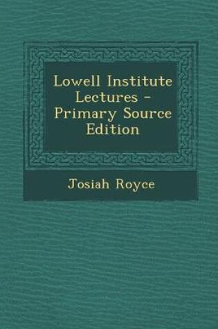 Cover of Lowell Institute Lectures