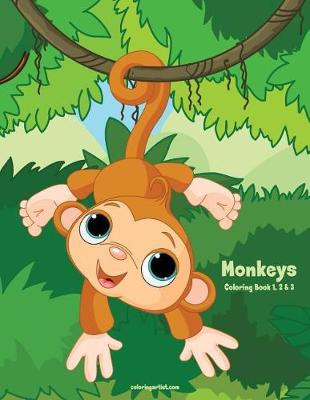 Book cover for Monkeys Coloring Book 1, 2 & 3