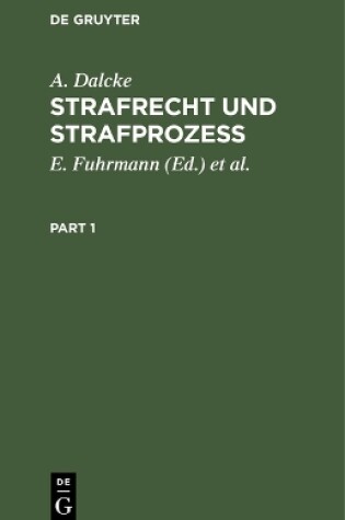 Cover of Strafrecht Und Strafproze�