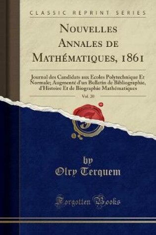 Cover of Nouvelles Annales de Mathematiques, 1861, Vol. 20
