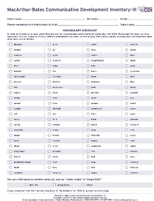 Book cover for MacArthur Communicative Development Inventory III (CDIs III)