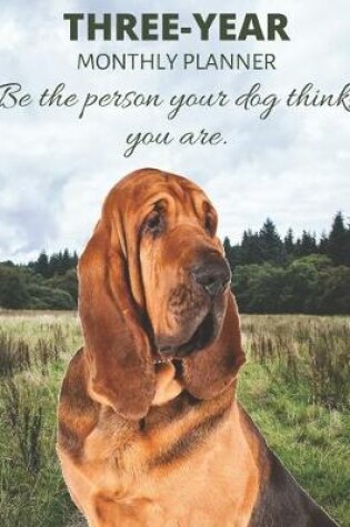 Cover of Three Year Monthly Planner Starting 2020 Agenda with Weekly Plan Space - Best Gift For Bloodhound Owner - Funny Hound Dog Appointment Book for 2021 & 2022