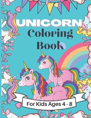 Book cover for unicorn coloring book