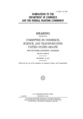 Book cover for Nominations to the Department of Commerce and the Federal Maritime Commission