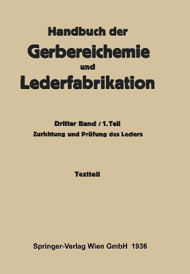 Cover of Zurichtung und Prüfung des Leders -Textteil