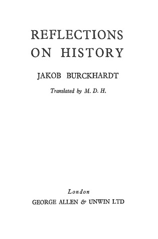 Cover of Reflections on History