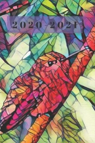 Cover of Stained Glass look Red & Pink Hummingbird lover Gift 25 Month Weekly Planner Dated Calendar for Women & Men